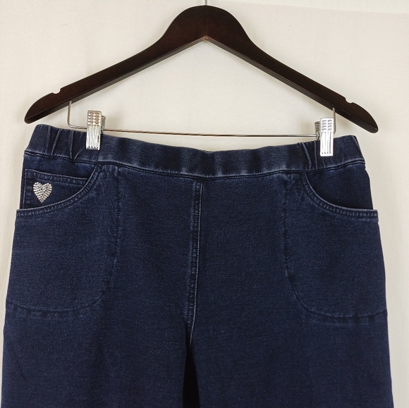 NWT Quacker Factory Dream Jeannes Convertible Capris Dark Indigo Large A231344 - Picture 3 of 8